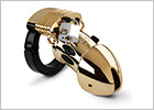 Mystim Pubic Enemy No 1 Chastity Cage - Gold Edition