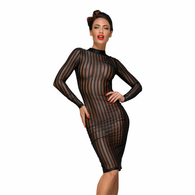 Noir Handmade F182 | Gestreiftes Kleid aus Voile