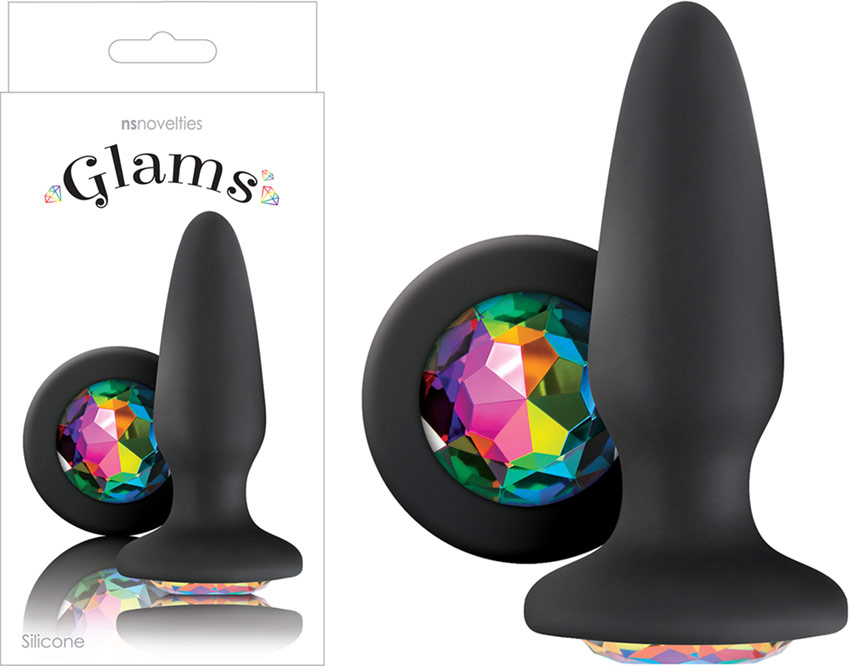 Plug anal en silicone NS Novelties Glams - Noir & multicolore