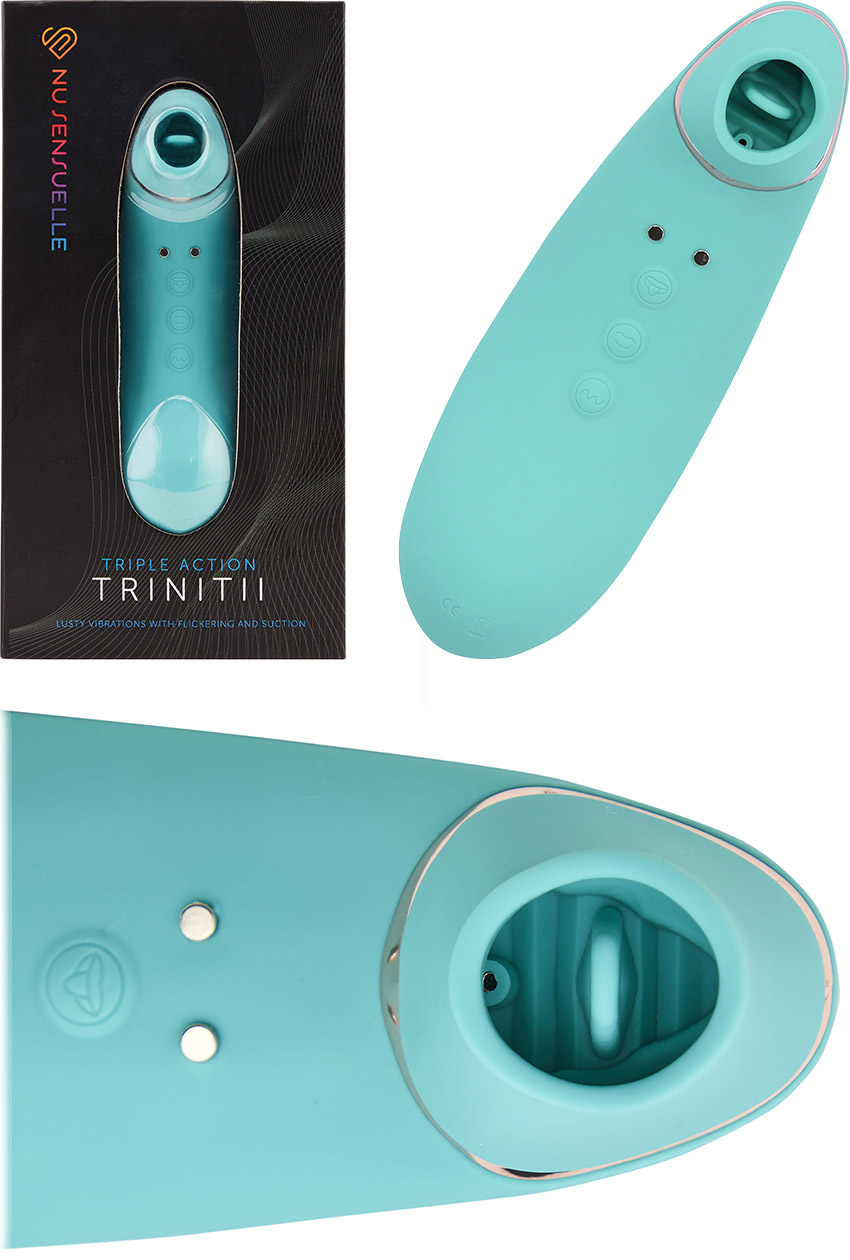 Stimulateur clitoridien Nu Sensuelle Trinitii 3-en-1 - Bleu turquoise