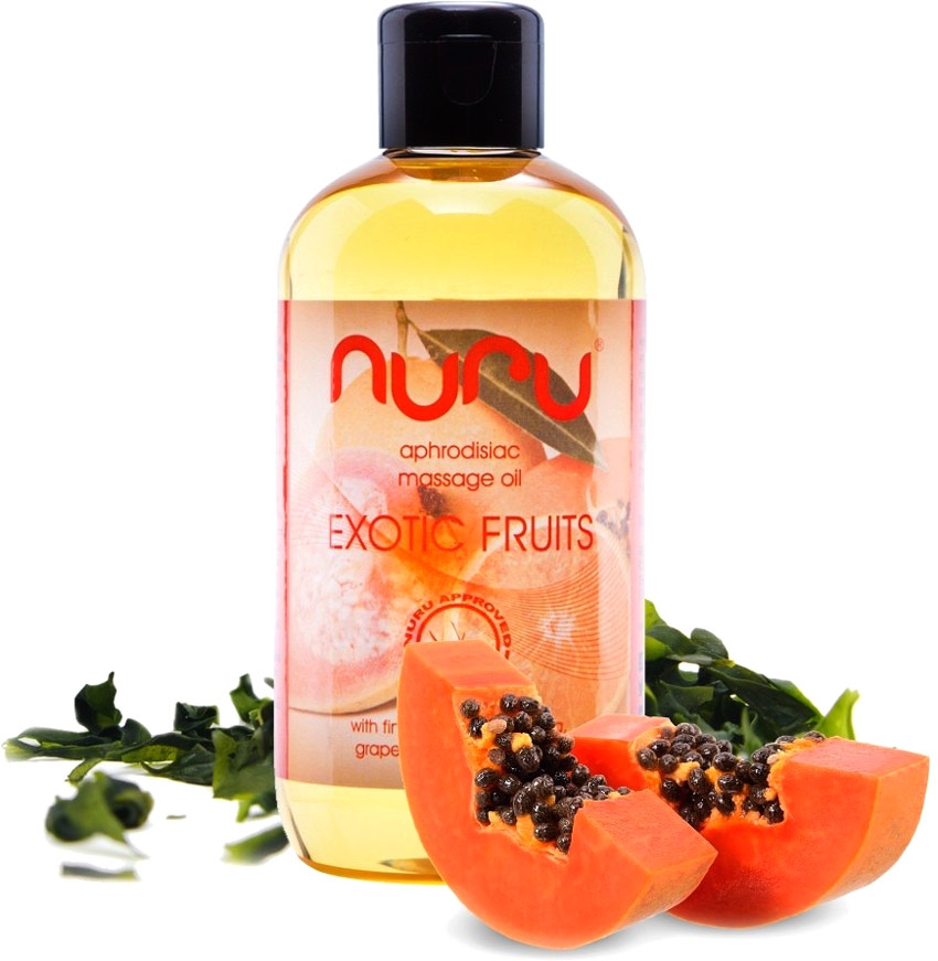 Huile de massage aphrodisiaque Nuru Fruits Exotiques - 250 ml