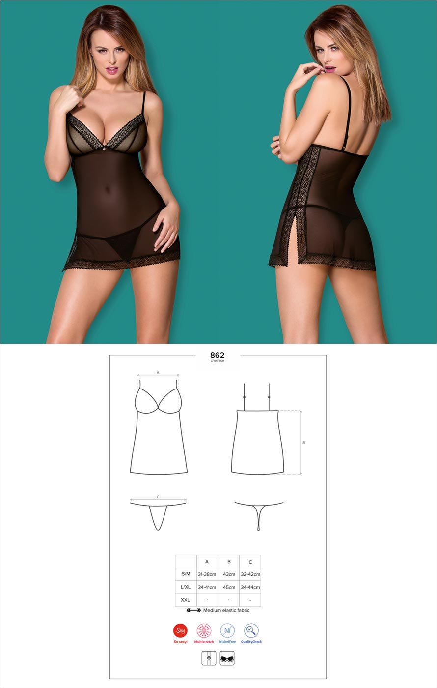 Obsessive 862 Chemise & String - Schwarz