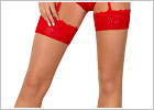 Obsessive 838 Stockings - Red and beige (S/M)