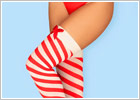 Obsessive Kissmas Christmas stockings - Red & white (S/M)