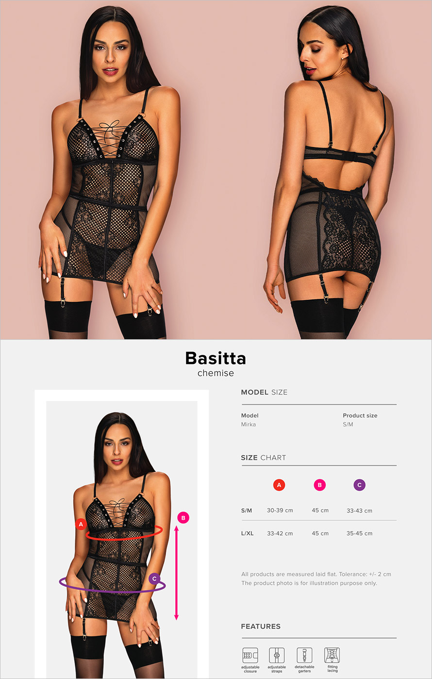 Obsessive Basitta Chemise & String - Schwarz