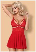 Obsessive 838 Chemise & Thong - Red (S/M)