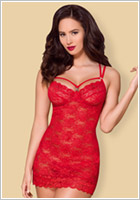 Obsessive 860 Chemise & Thong - Red (L/XL)