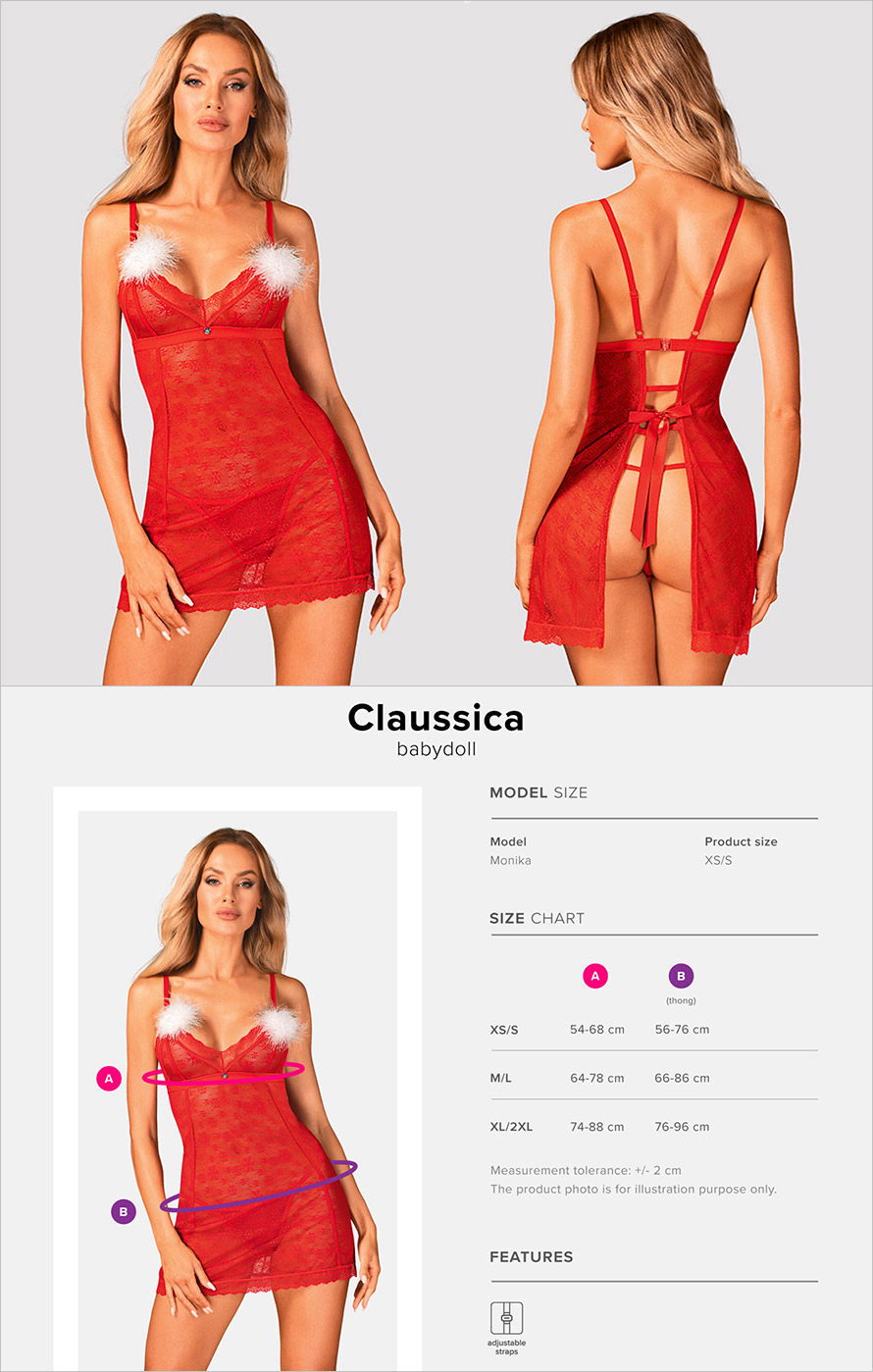 Obsessive Claussica weihnachtliches Babydoll - Rot (XS/S)