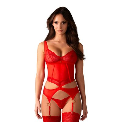Obsessive Cupide Desir | Korsett aus Tüll und roter Spitze