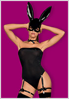 Obsessive Bunny sexy rabbit costume with mask - Black (S/M)