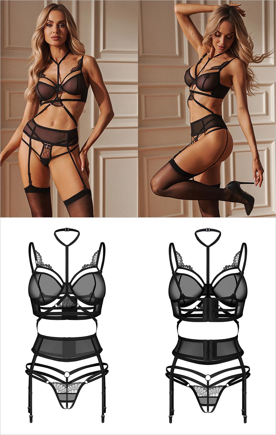 Premium Obsessive Ensemble ouvert Premisis - 3 pièces - Noir