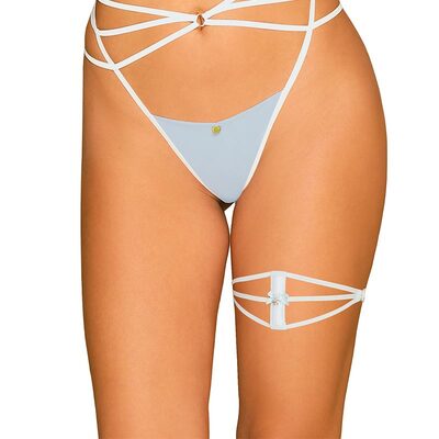 Obsessive A760 | Jarretière de couleur blanche avec noeud bleu