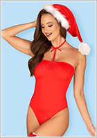 Obsessive Kissmas Body - Red & white (S/M)