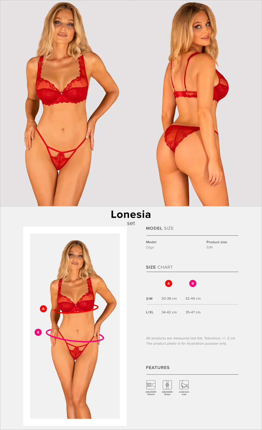 Obsessive Completo Lonesia - 2 pezzi - Rosso (L/XL)
