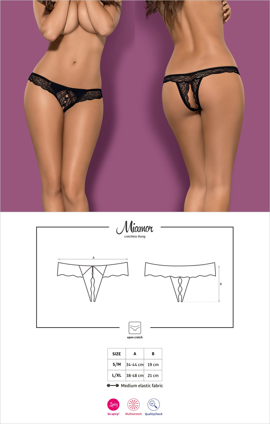Obsessive Miamor crotchless Thong - Black (S/M)