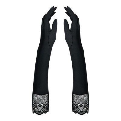 Obsessive Miamor | Ravissante paire de gants en tissu satiné noir