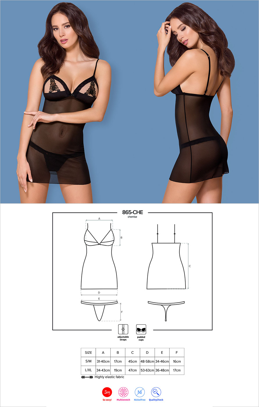 Obsessive Chemise & String 865 - Schwarz