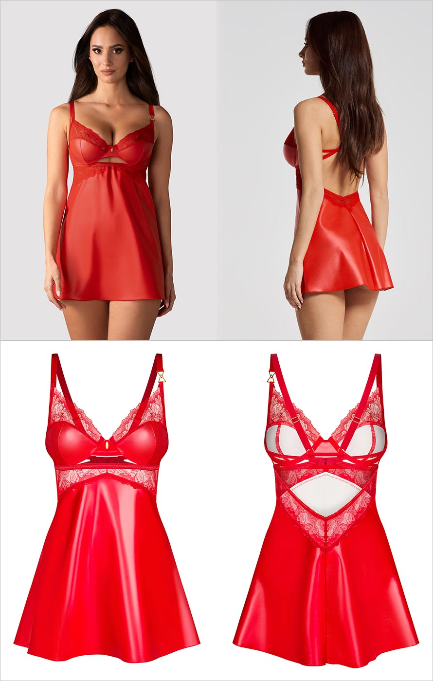 Obsessive Aliosa Chemise & String - Rot