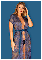 Obsessive Flowlace Dressing gown - Blue (S/M)