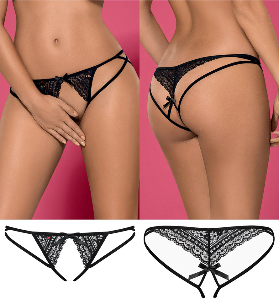 Obsessive Picantina crotchless Thong - Black (S/M)