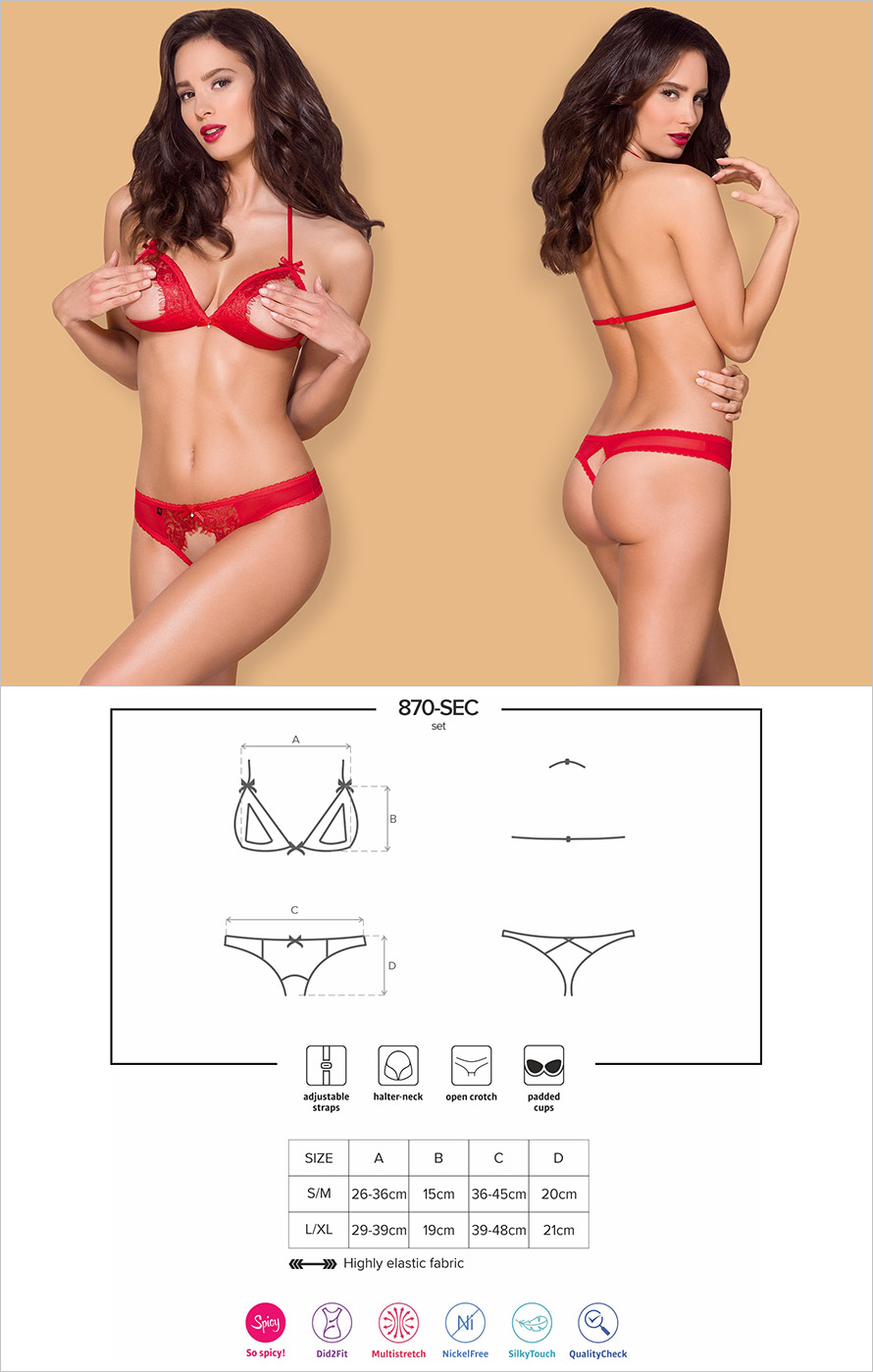 Obsessive 870 Open set - Red (S/M)