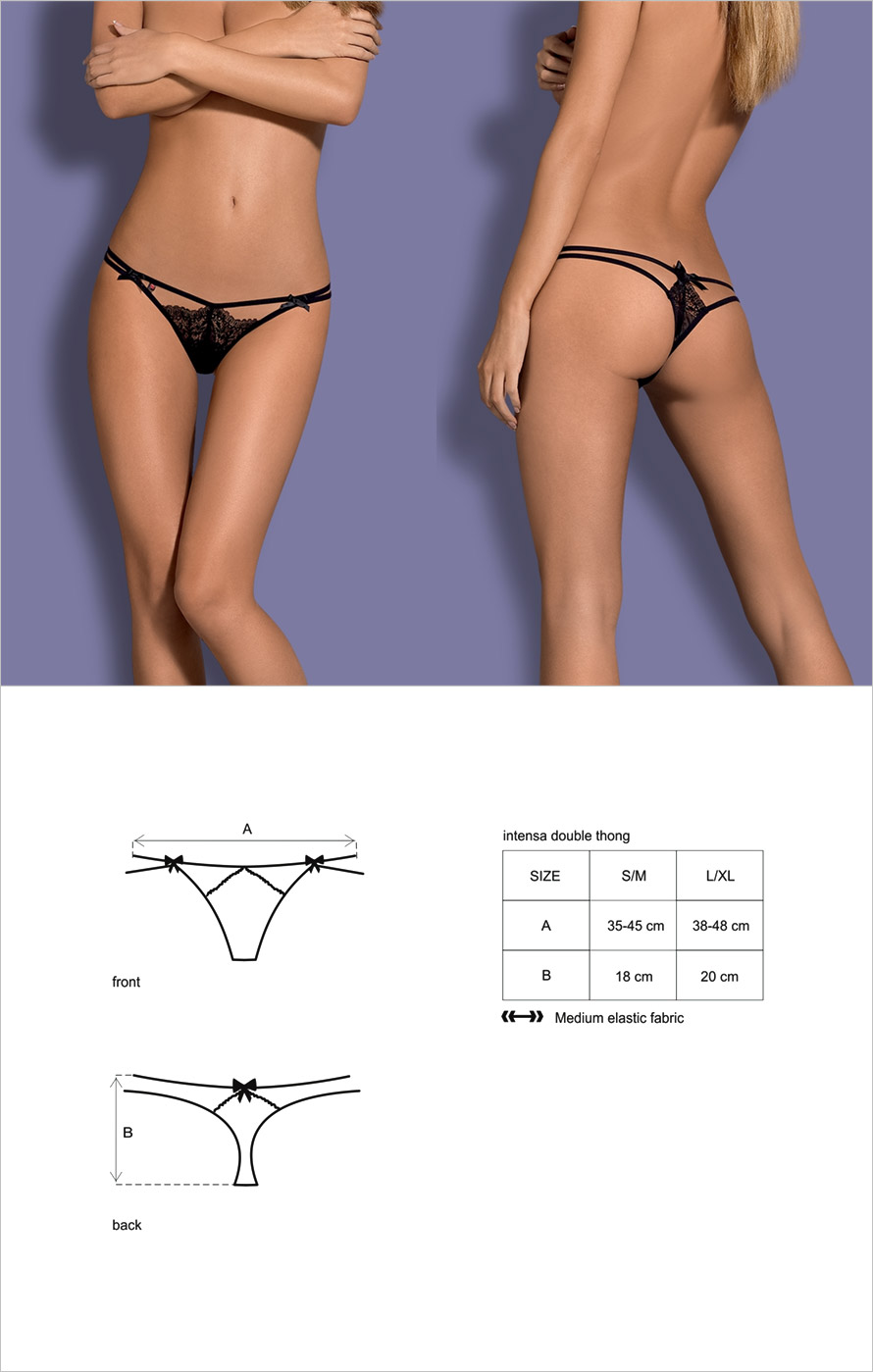 Obsessive Intensa double bands  Thong - Black (S/M)