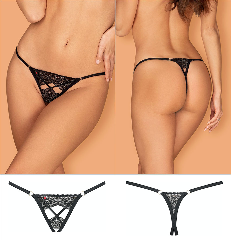 Obsessive String ouvert Meshlove - Noir (S/M)
