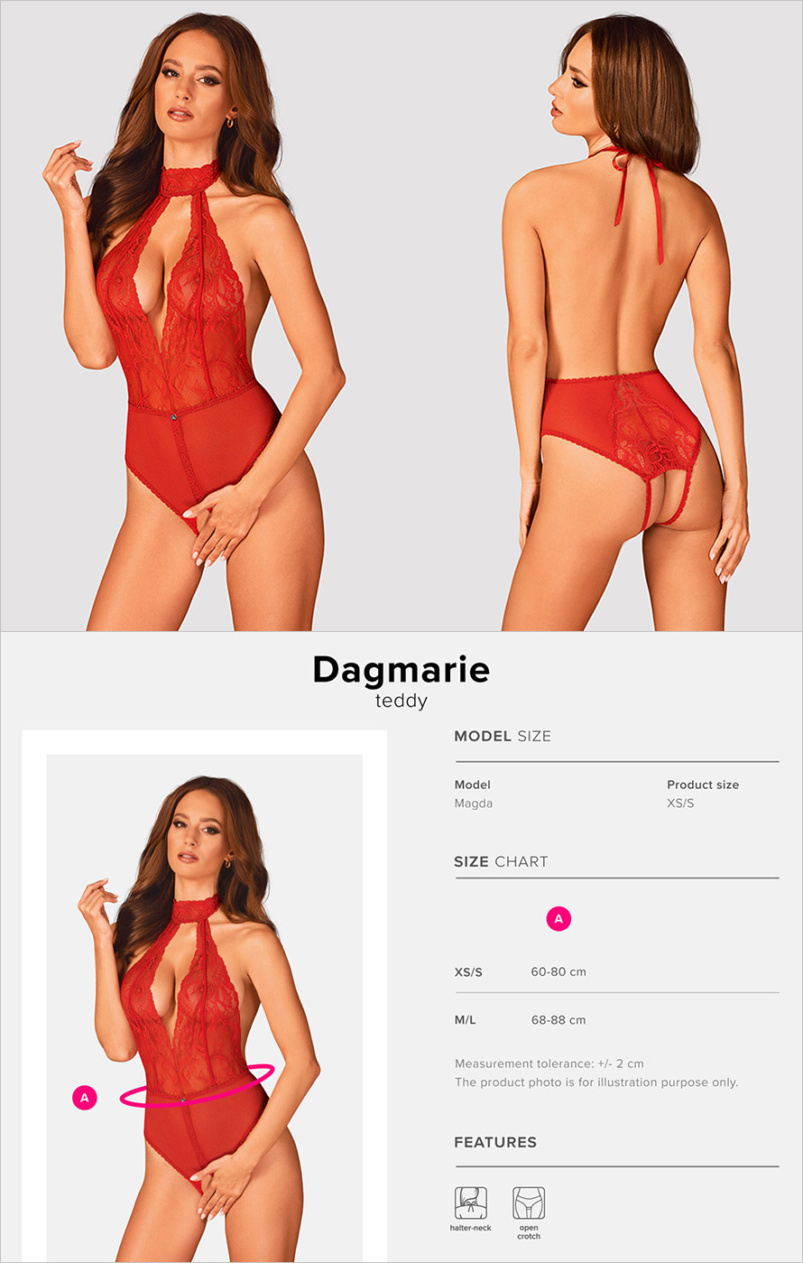 Obsessive Teddy ouvert Dagmarie - Rouge (XS/S)