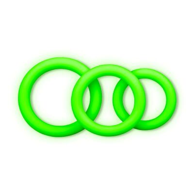 Ouch! | Packung mit 3 dehnbaren Cockrings aus phosphoreszierendem Silikon