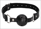 Ouch! pierced ball gag with leather straps - Black