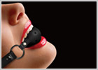 Ouch! pierced ball gag with leather straps - Black