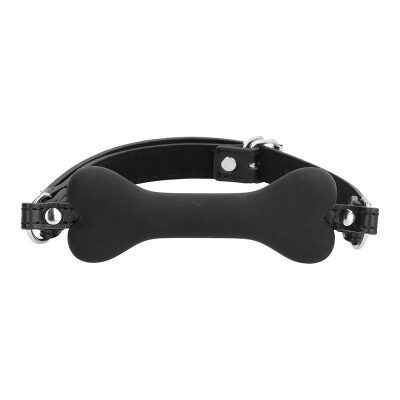 Ouch! Puppy Play | Bâillon os de chien en silicone avec lanières en cuir