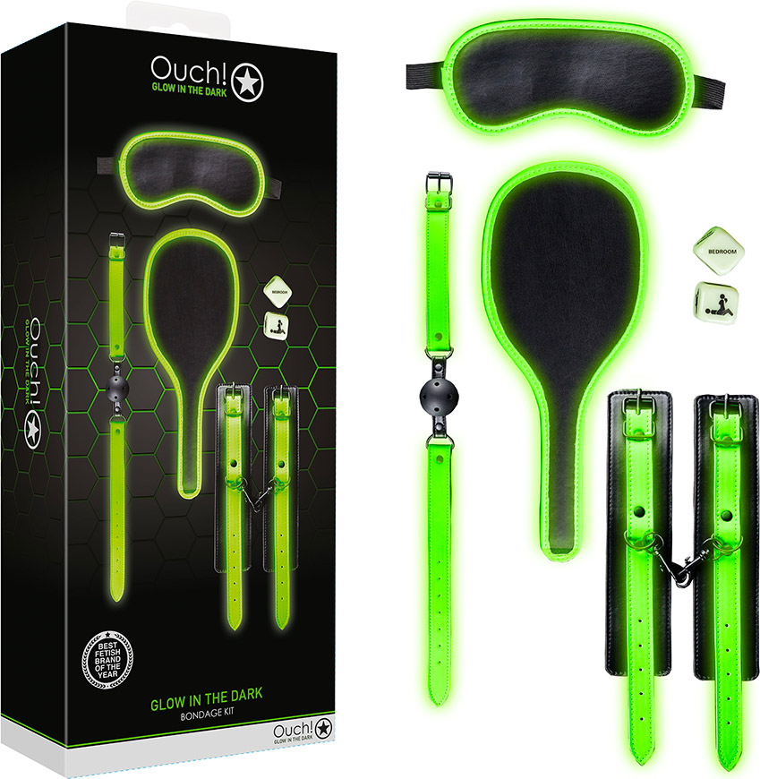 Ouch! Glow in the Dark bondage kit - 7 pieces