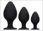 Ouch! set of butt plugs Rippled Butt Plug - Black (3 butt plugs)
