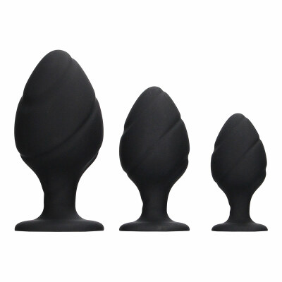 Swirled Butt Plug | Set mit 3 Analplugs aus Silikon | Mit Saugnapf