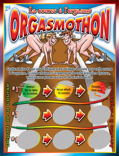 Carte à gratter "Orgasmothon - La course à l'orgasme" (French)