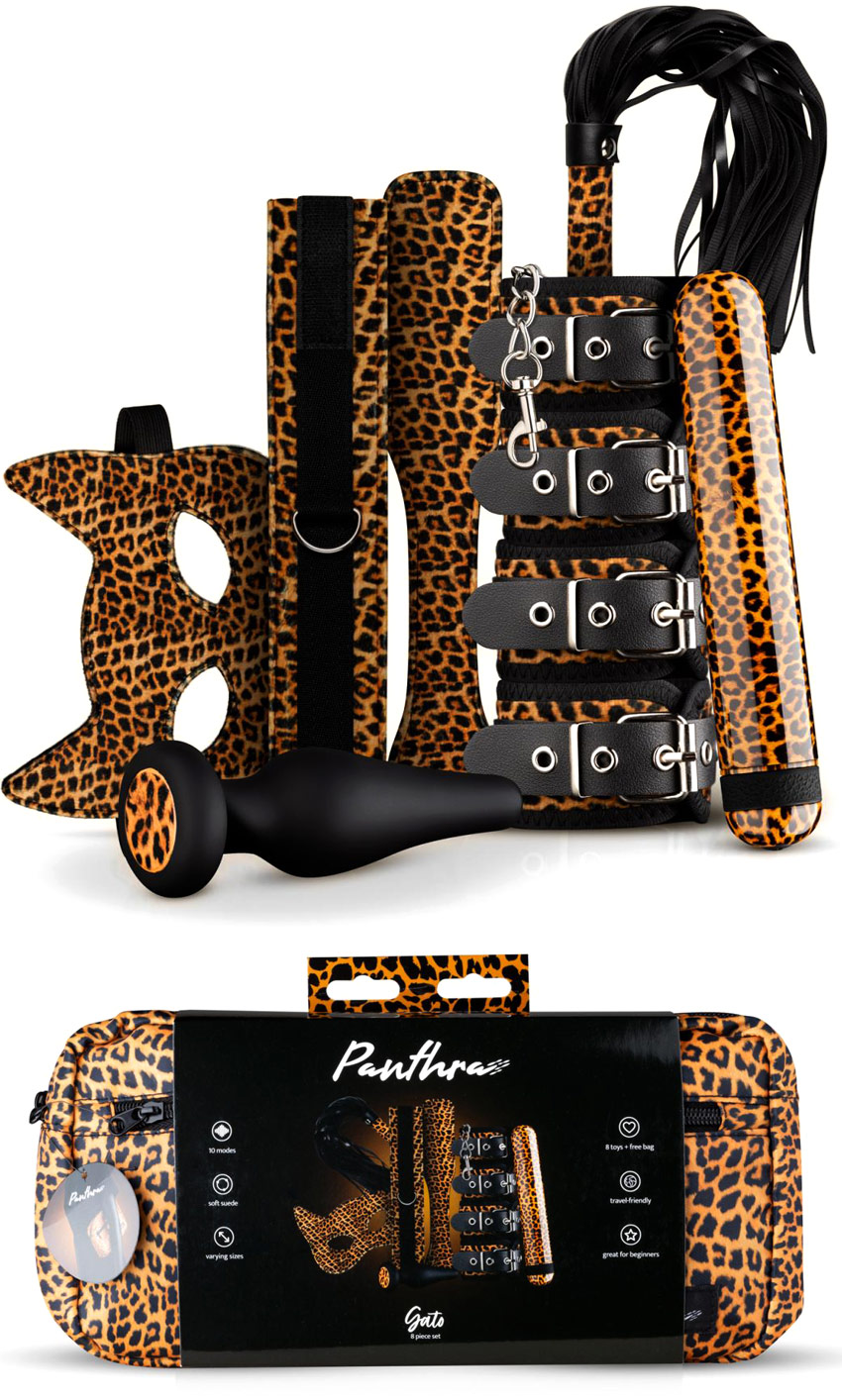 Kit de bondage Gato Panthra - Noir et motifs léopard