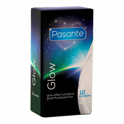 Pasante Glow | Gleitfähiges und phosphoreszierendes Kondom | Schachtel mit 12 Stück