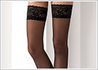 Passion ST003 hold-up stockings - Black (S/M)