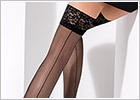 Passion ST022 hold-up stockings - Black (S/M)