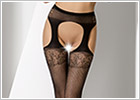 Passion S005 Stockings and suspenders - Black (XS/L)