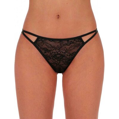 Passion Felicita | Schwarzes Höschen mit floraler Spitze