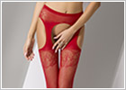Passion S005 Stockings and suspenders - Red (XS/L)