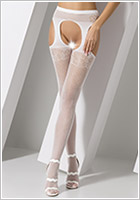 Passion S005 Stockings and suspenders - White (XS/L)