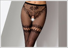 Passion S015 stockings and suspender belt - Black (S/L)