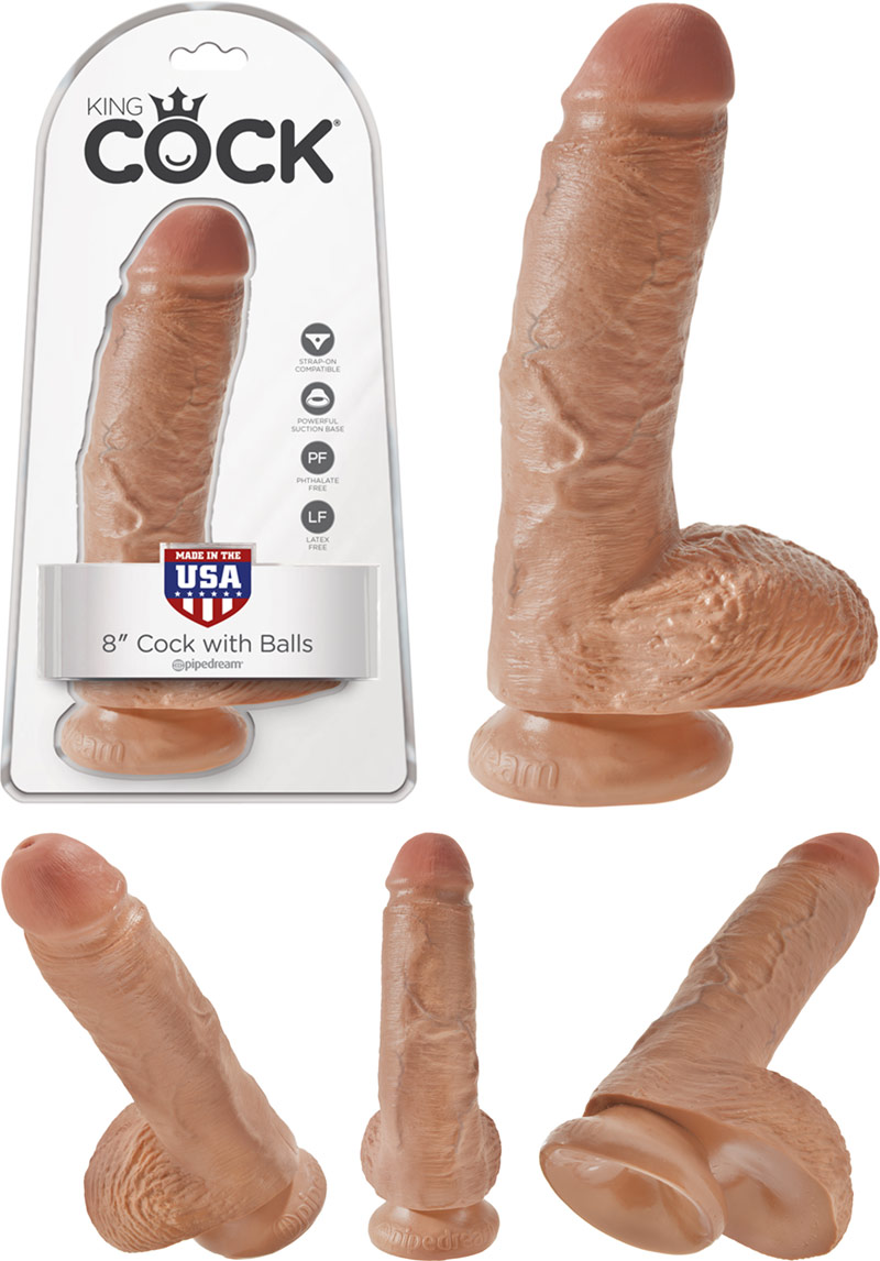 King Cock realistic dildo with testicles - 15 cm - Tan