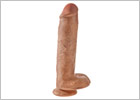 Dildo réaliste King Cock avec testicules - 23 cm - Brun clair