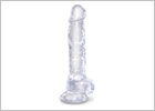 King Cock realistic dildo with testicles - 18 cm - See-through