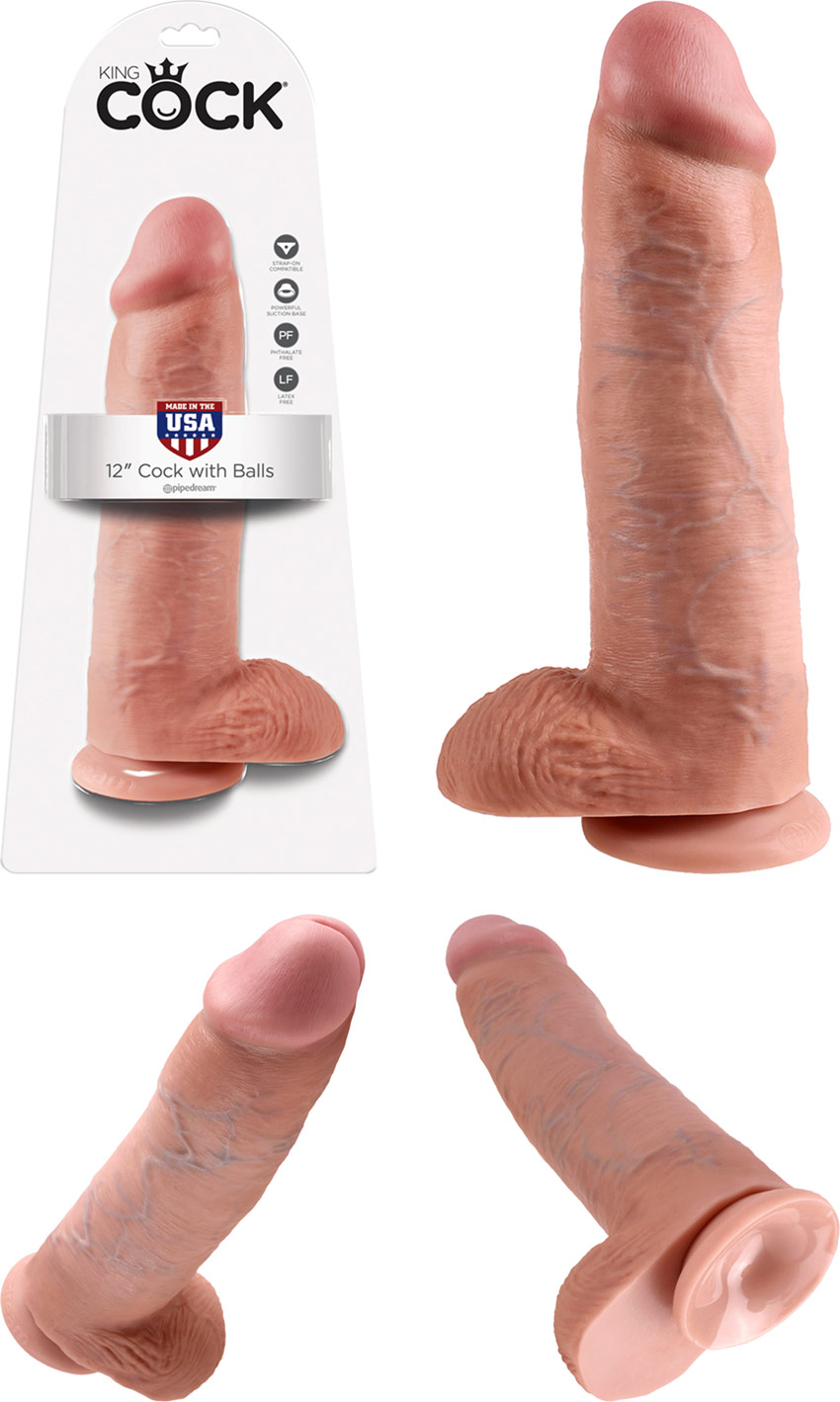 Dildo realistico King Cock RealDeal con testicoli - 25 cm -  Beige