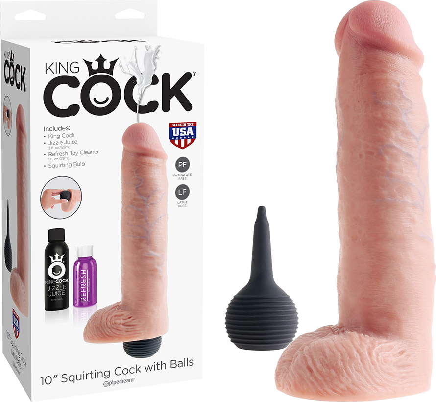 King Cock Squirting Realistic Cock - 20.5 cm - Beige